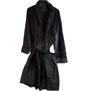 DANIEL BUCHLER Mens  Grey Herringbone Long Plush Robe M/L SUPER SOFT